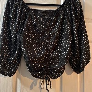 Off shoulder black and white top